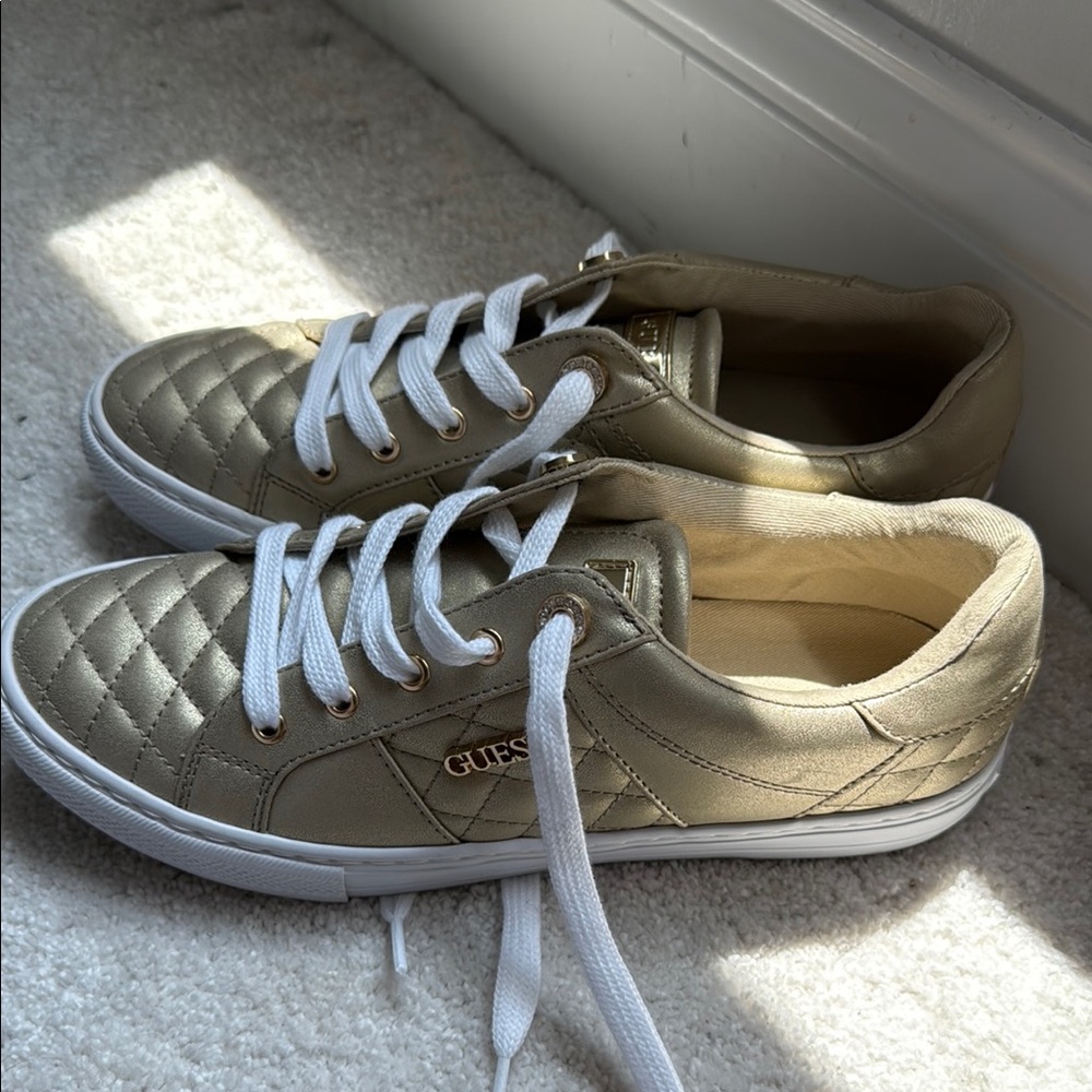 Guess Metallic Gold Quilted Sneakers